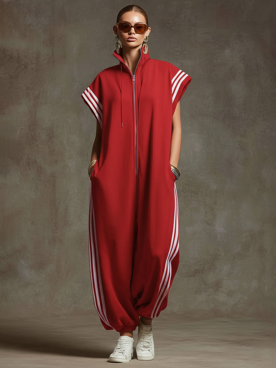 Casual Sports White Webbing Yellow-green Sleeveless Jumpsuit