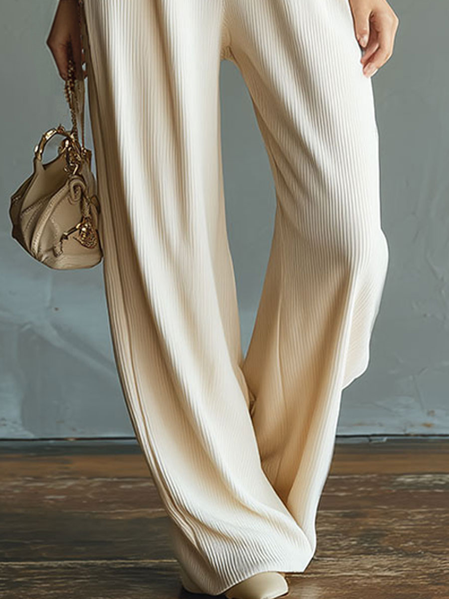 Casual Sporty Color-blocked Short-sleeved Knit Top And Pants Set