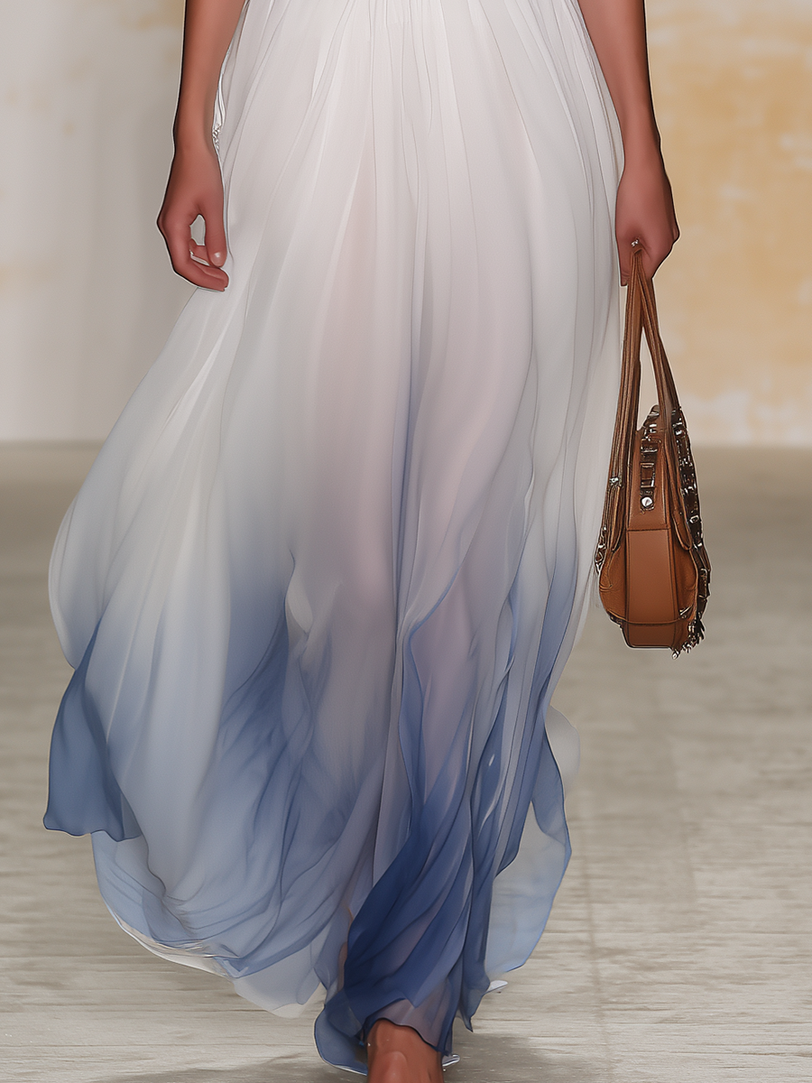 Elegant And Comfortable Halter-neck Sleeveless Chiffon Maxi Dress