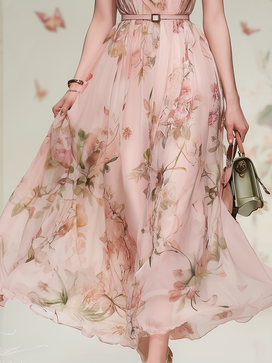 Elegant And Comfortable Square Neck A-line Maxi Dress
