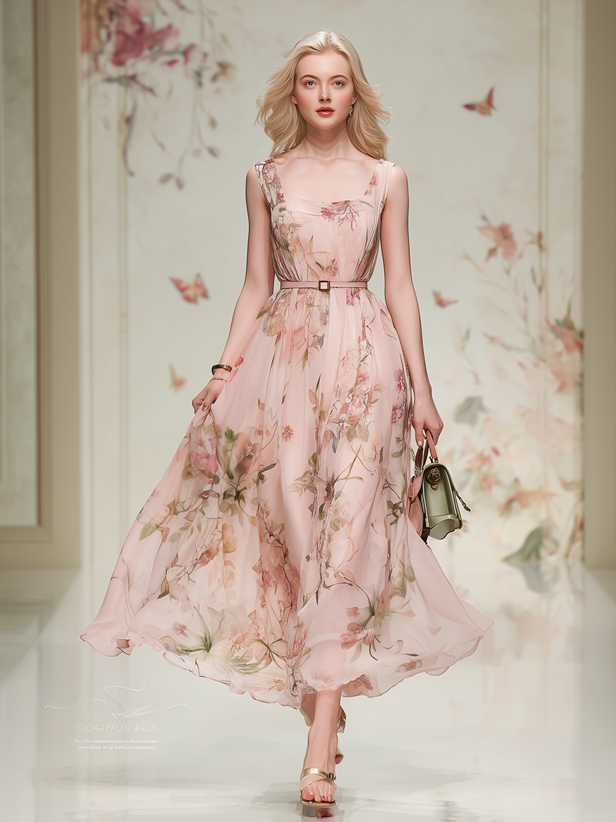 Elegant And Comfortable Square Neck A-line Maxi Dress