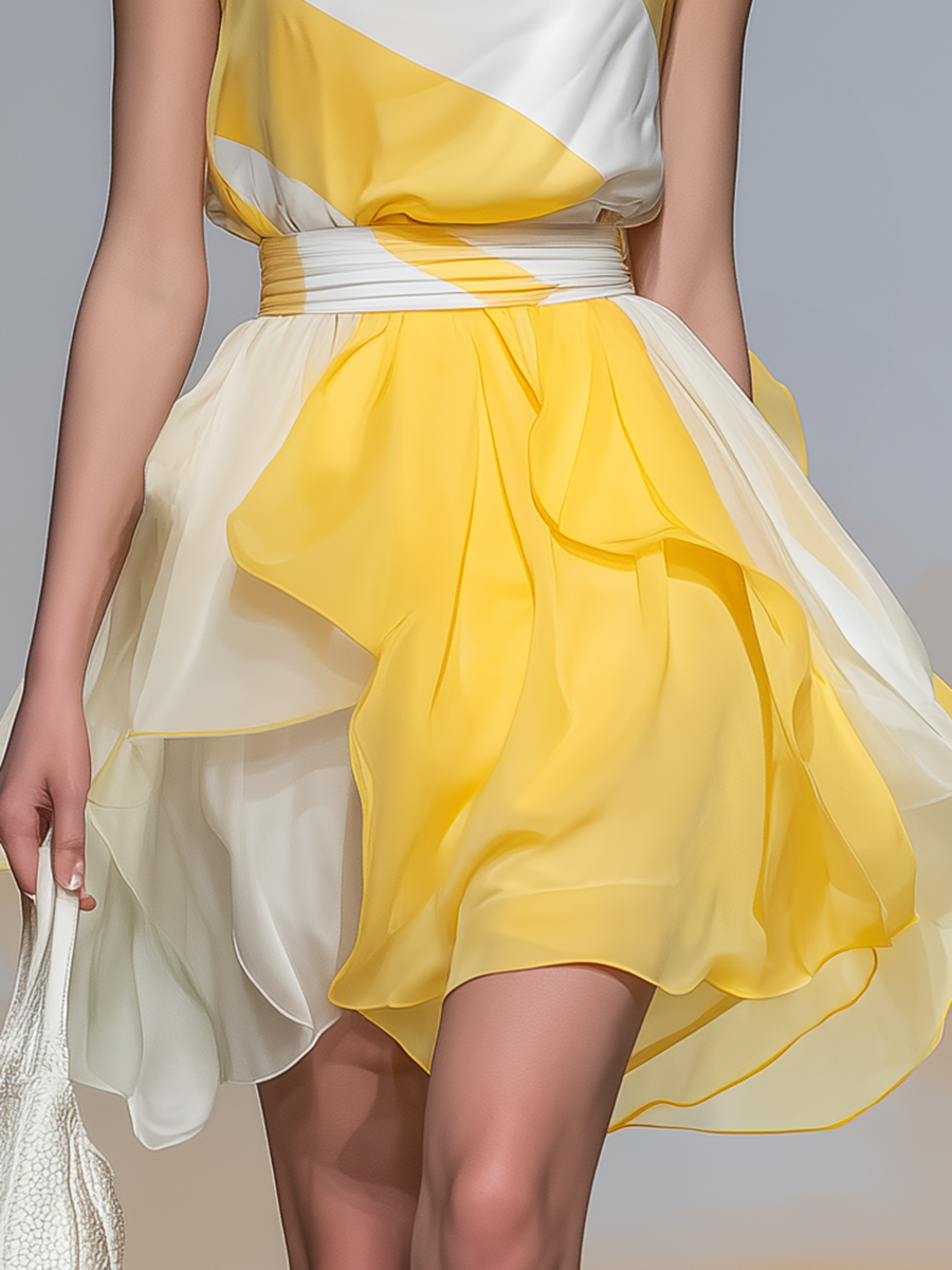 Relaxed And Stylish Square Neck Sleeveless A-line Mini Dress