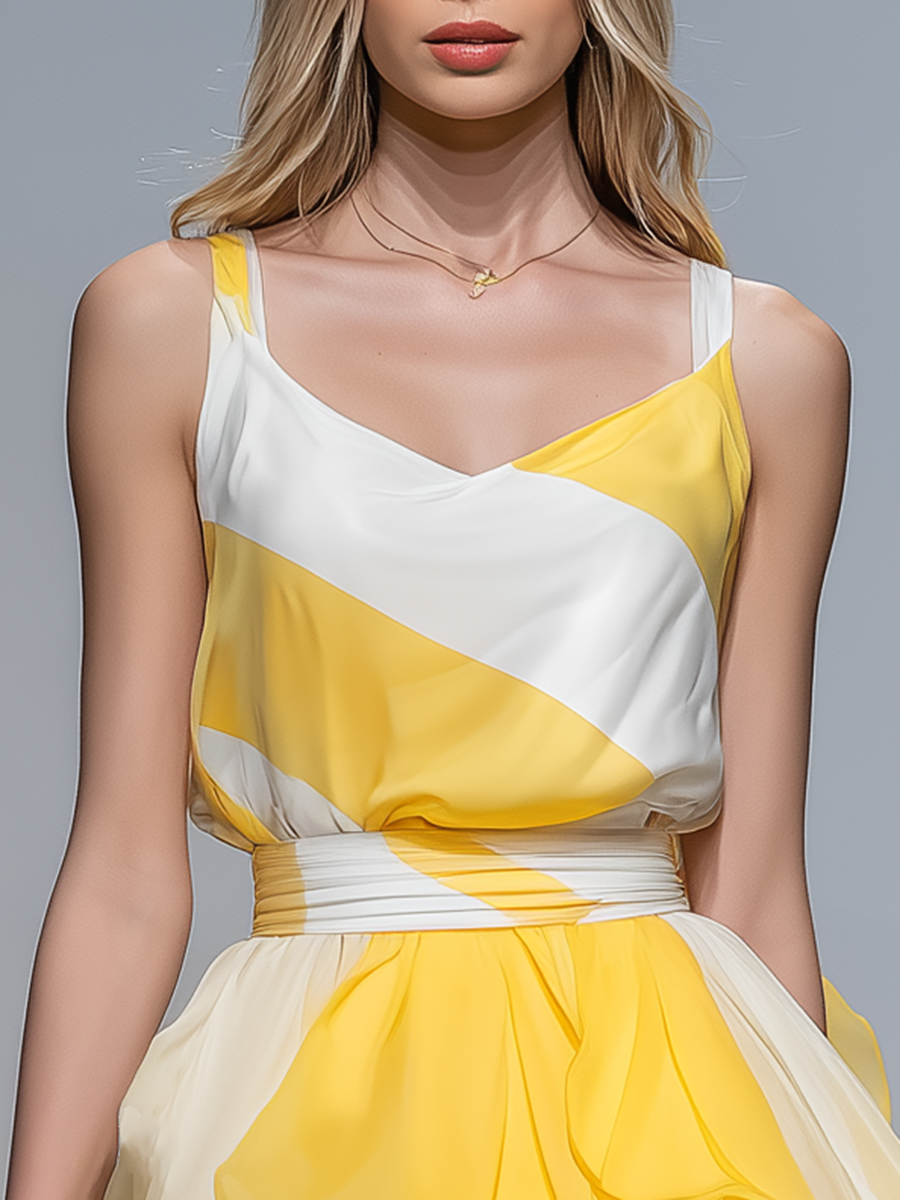 Relaxed And Stylish Square Neck Sleeveless A-line Mini Dress