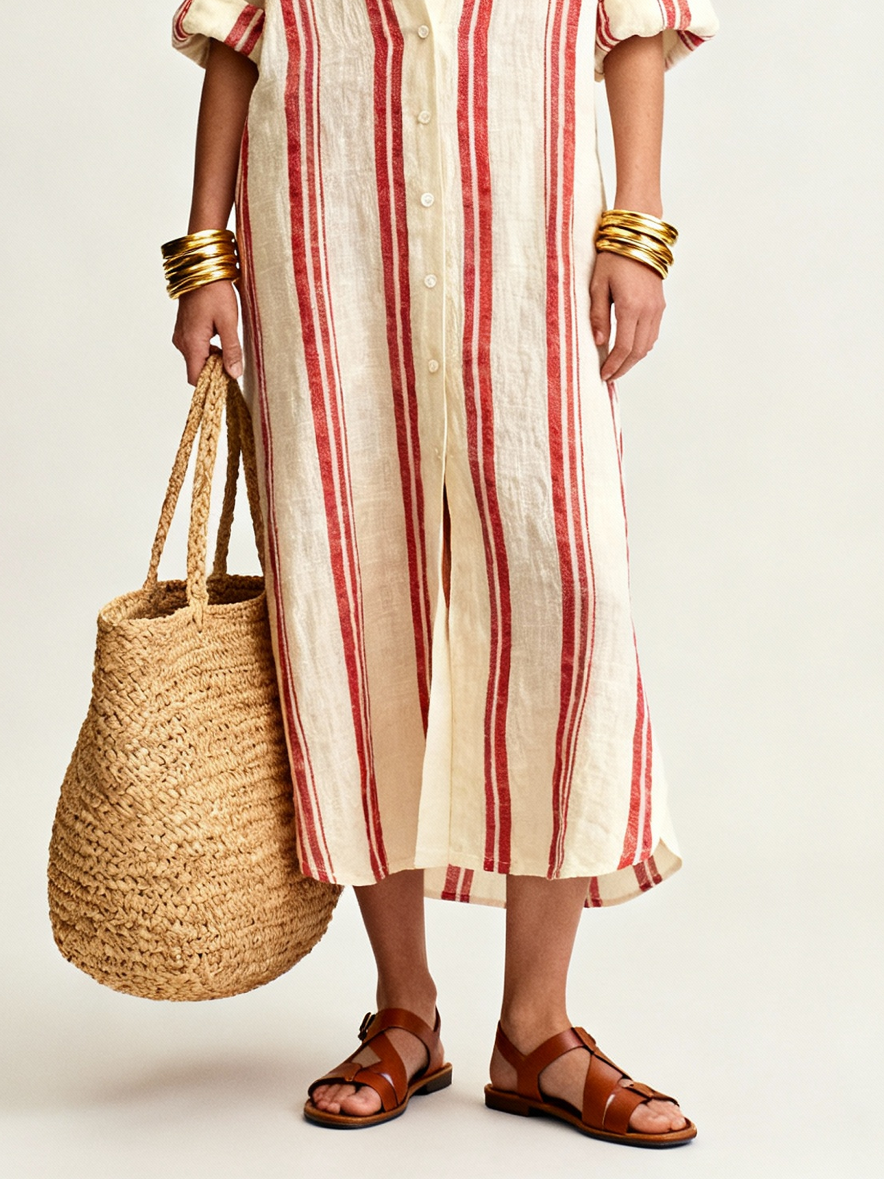 Women's Minimalist Loose-fitting Striped Shirt Maxi Dress MDZ0608A5Y