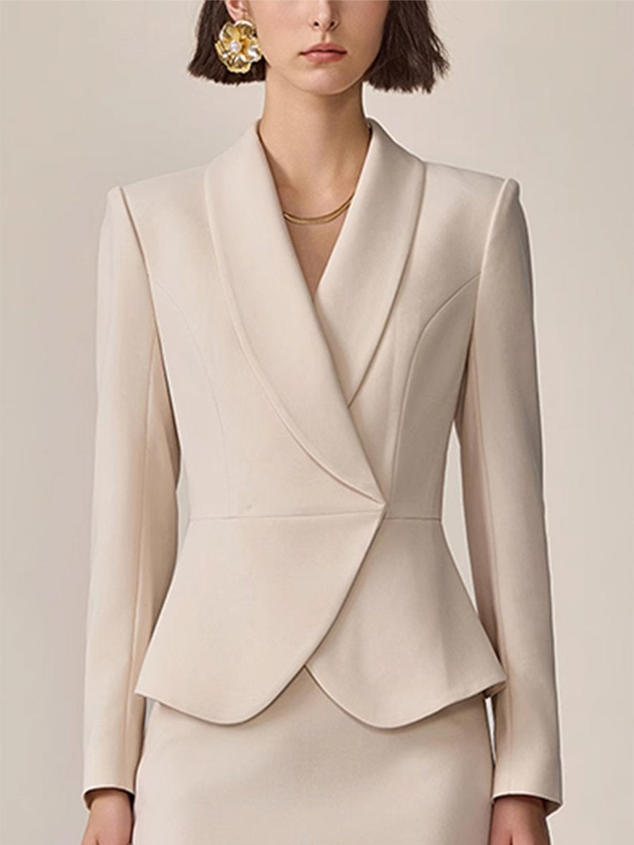 【24-hour shipping out】High-End Fashion Temperament Lapel Beige Suit